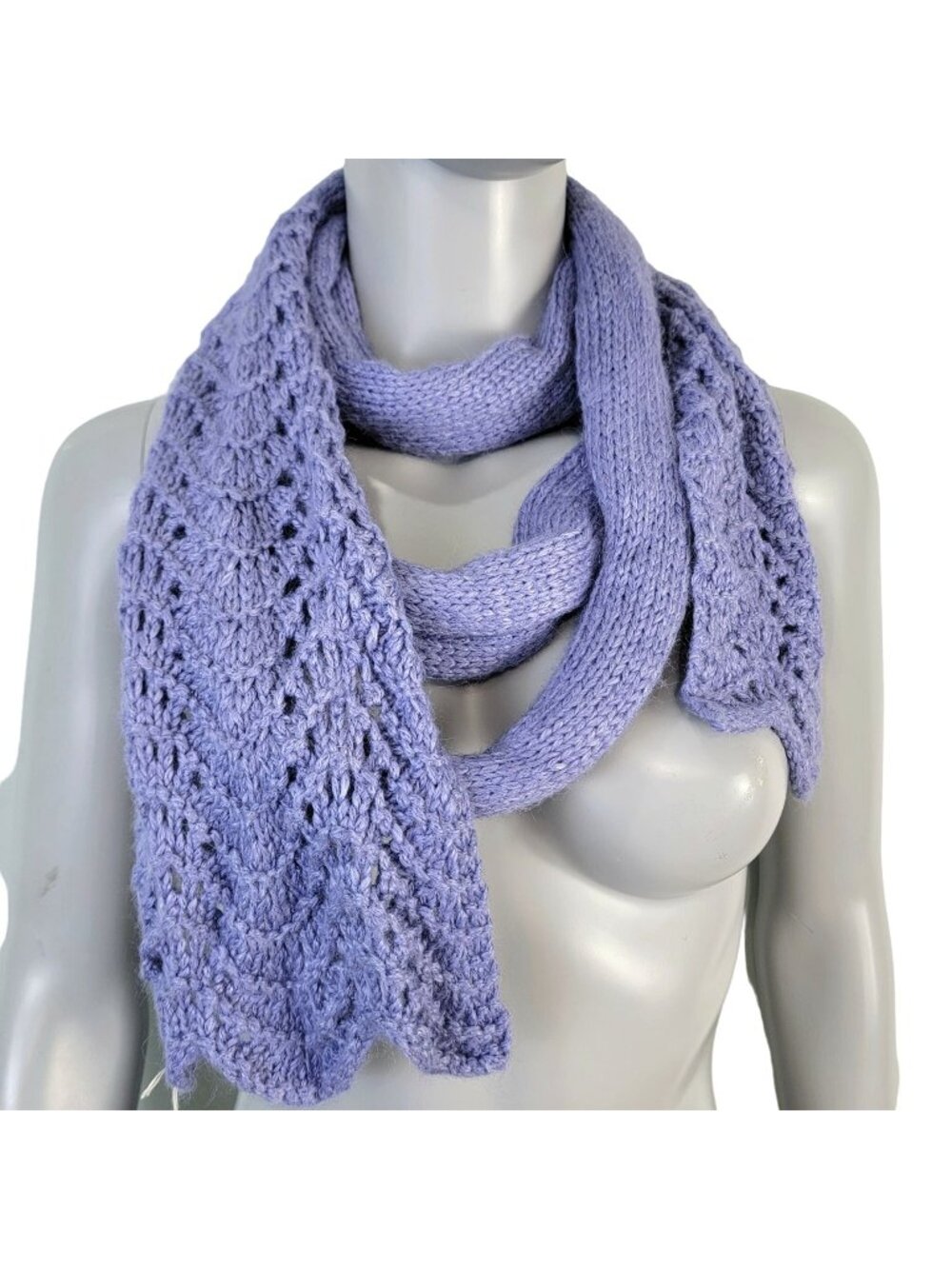 Alpaca Bamboo Scarf Women Winter Accessories Purple Crochet Knit Wrap Spring New